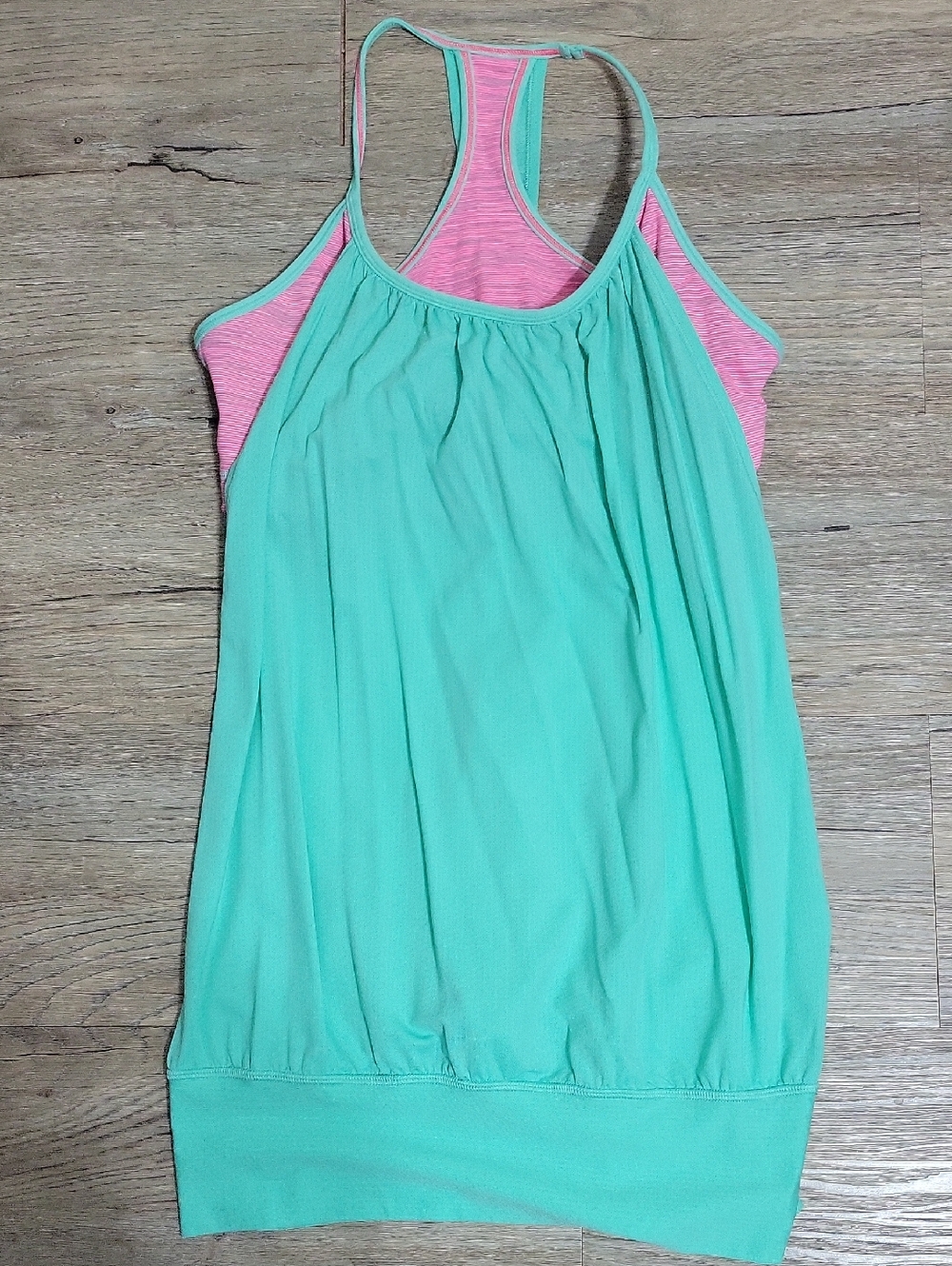 lululemon athletica Mint Green Tank with Pink Shelf Bra